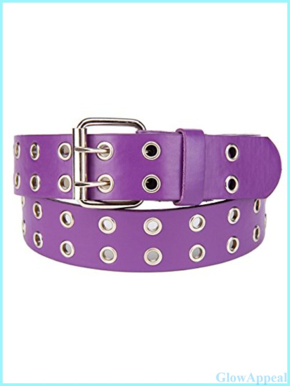 Fashion Color Double Grommet Wide Belt Polished Stainless Steel Buckle